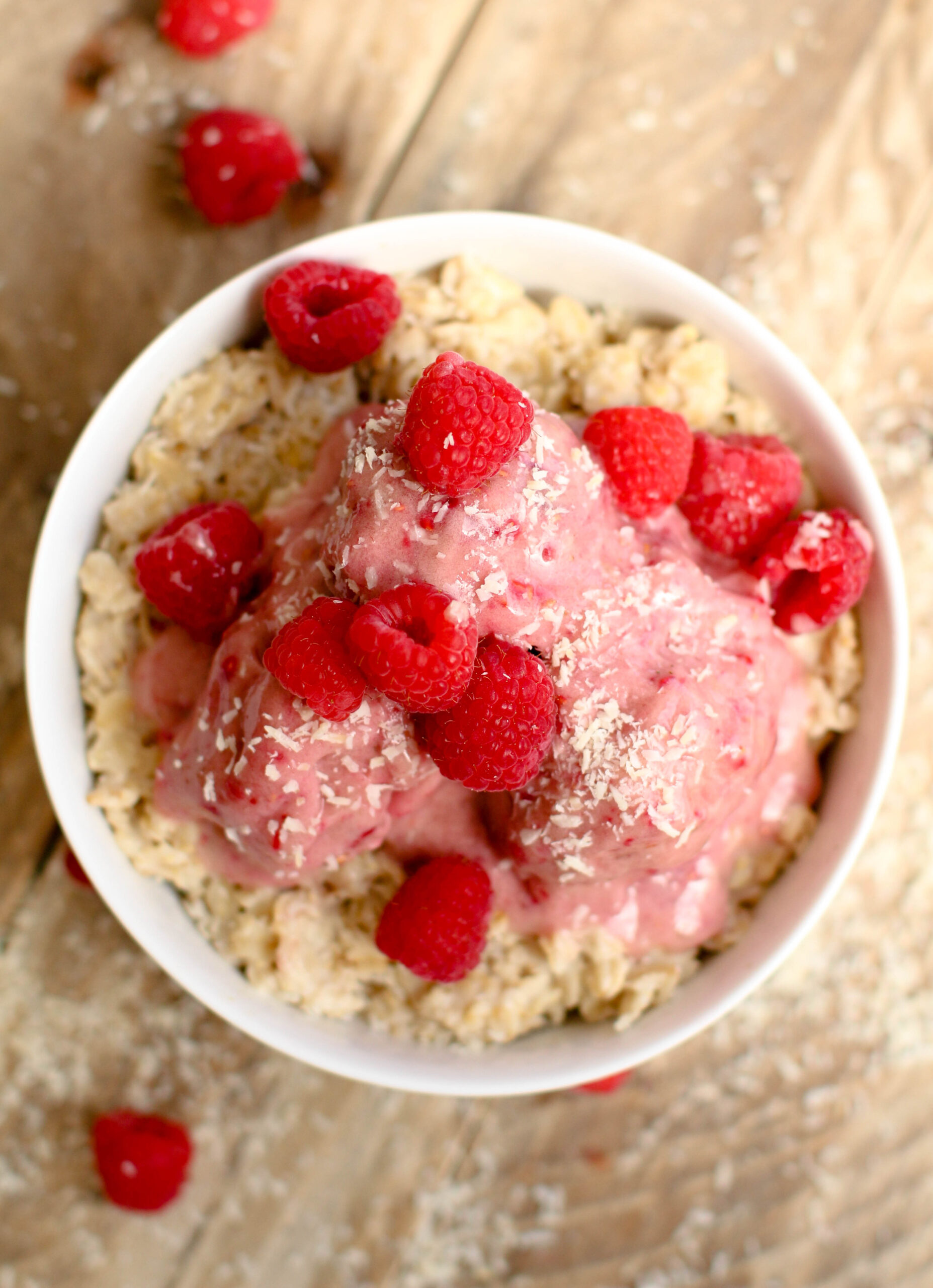 Coconut Raspberry Ice Cream Oatmeal Feasting on Fruit