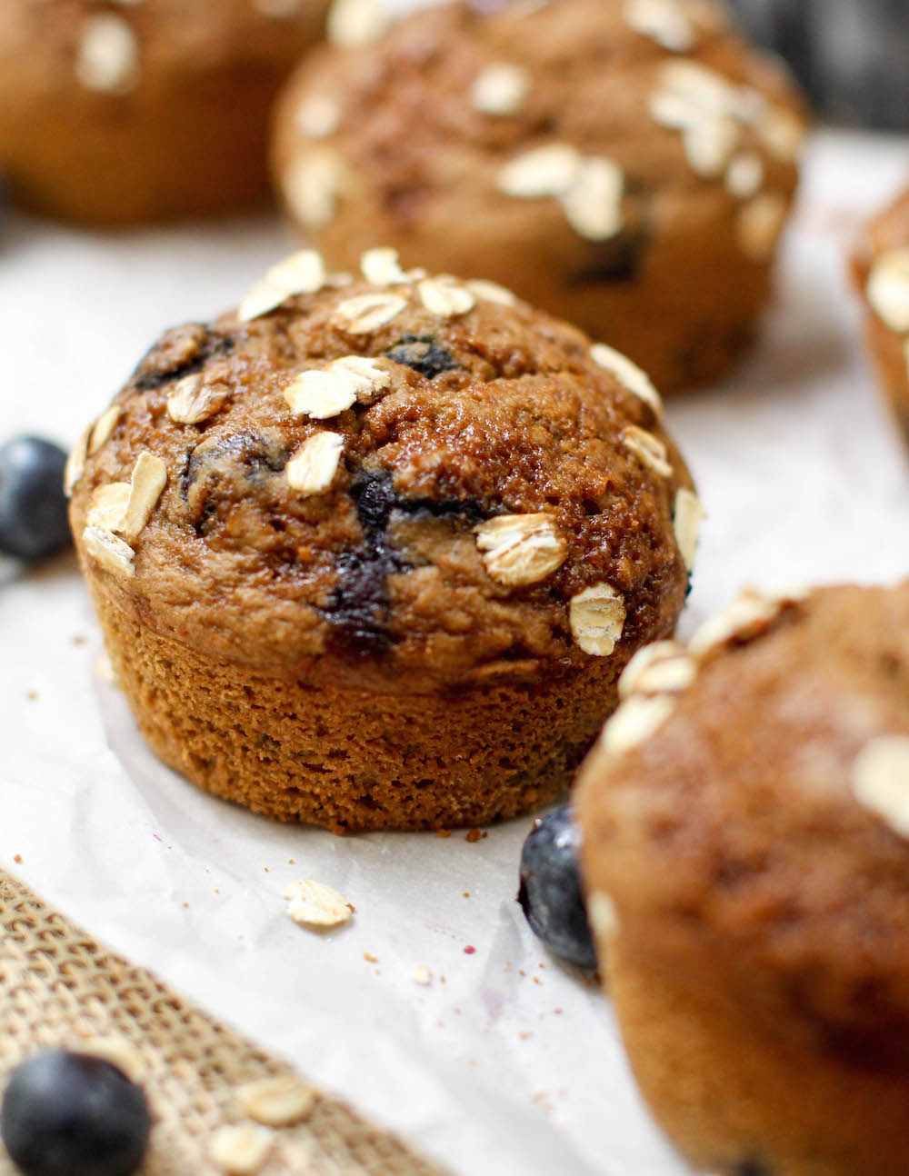 Vegan Blueberry Muffins (Oil-free + GF) - Feasting On Fruit