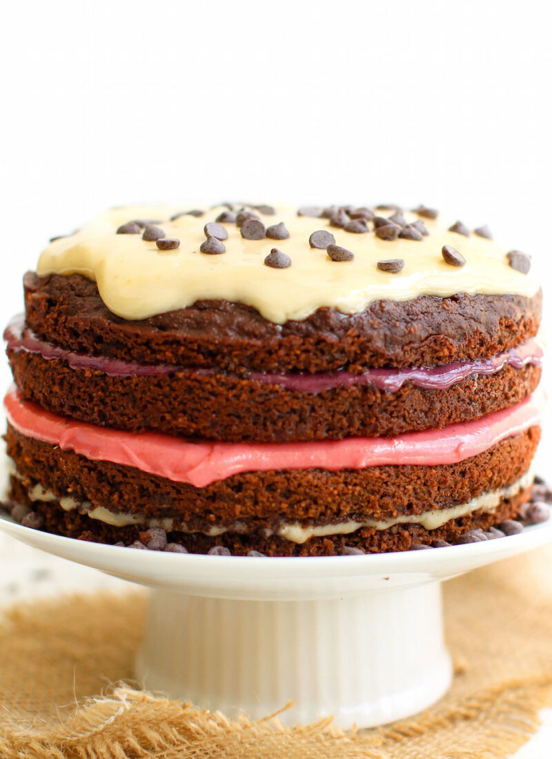 Fruit Frosted Chocolate Layer Cake