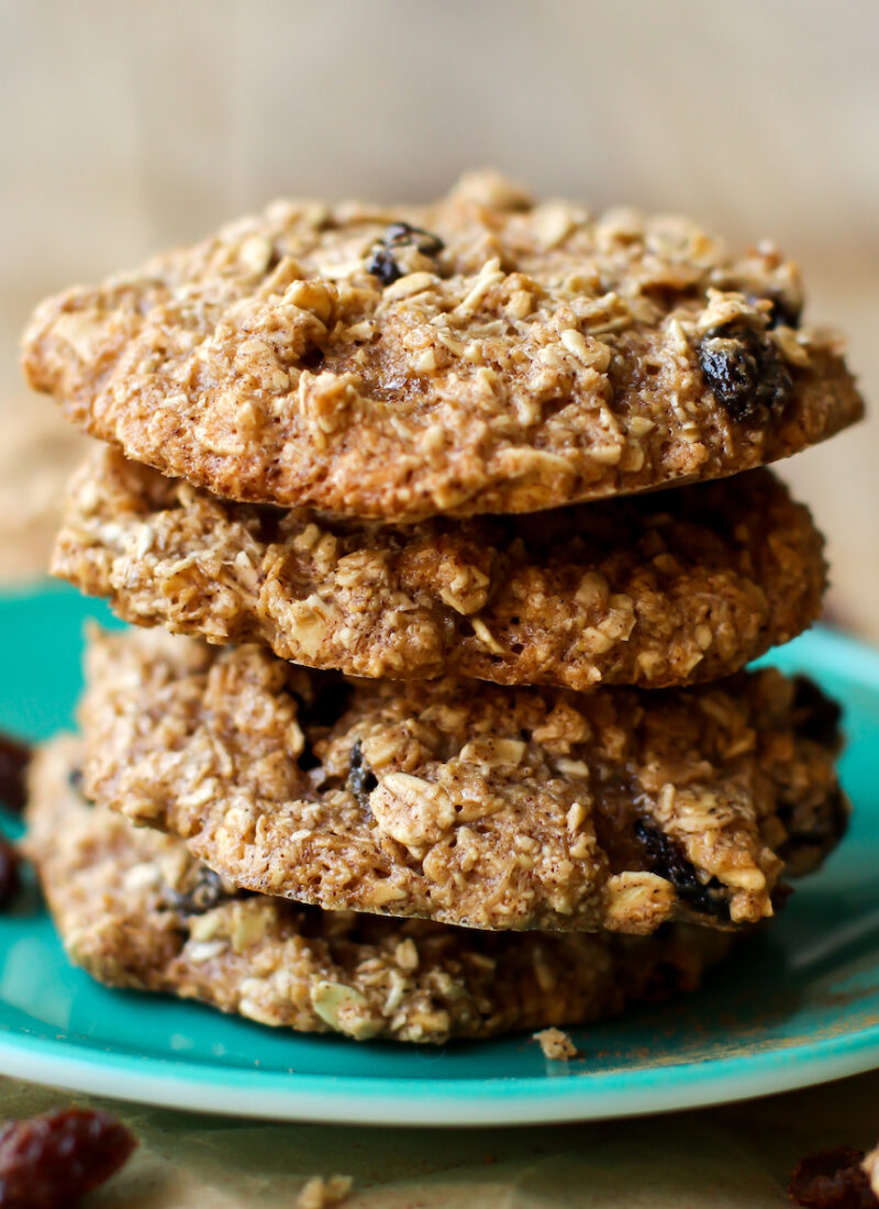 Oil-Free Crispy Oatmeal Raisin Cookies (Vegan + GF)