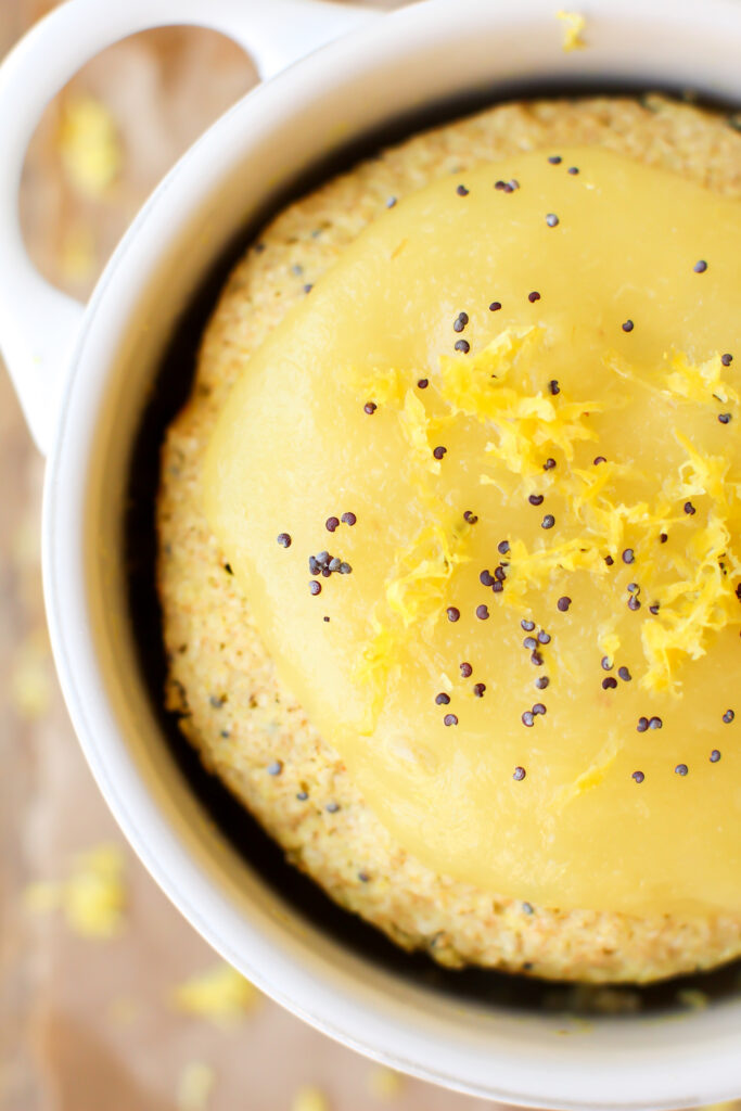 Frosted Lemon Poppy Seed Mugcake - FeastingonFruit.com