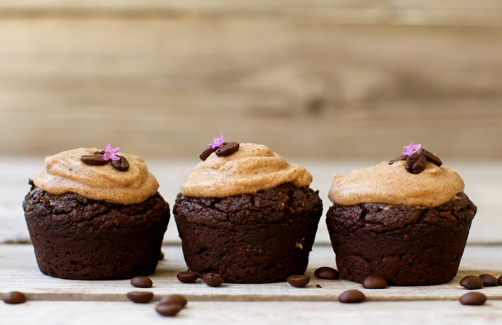 Vegan Caramel Espresso Cupcakes Feasting on Fruit