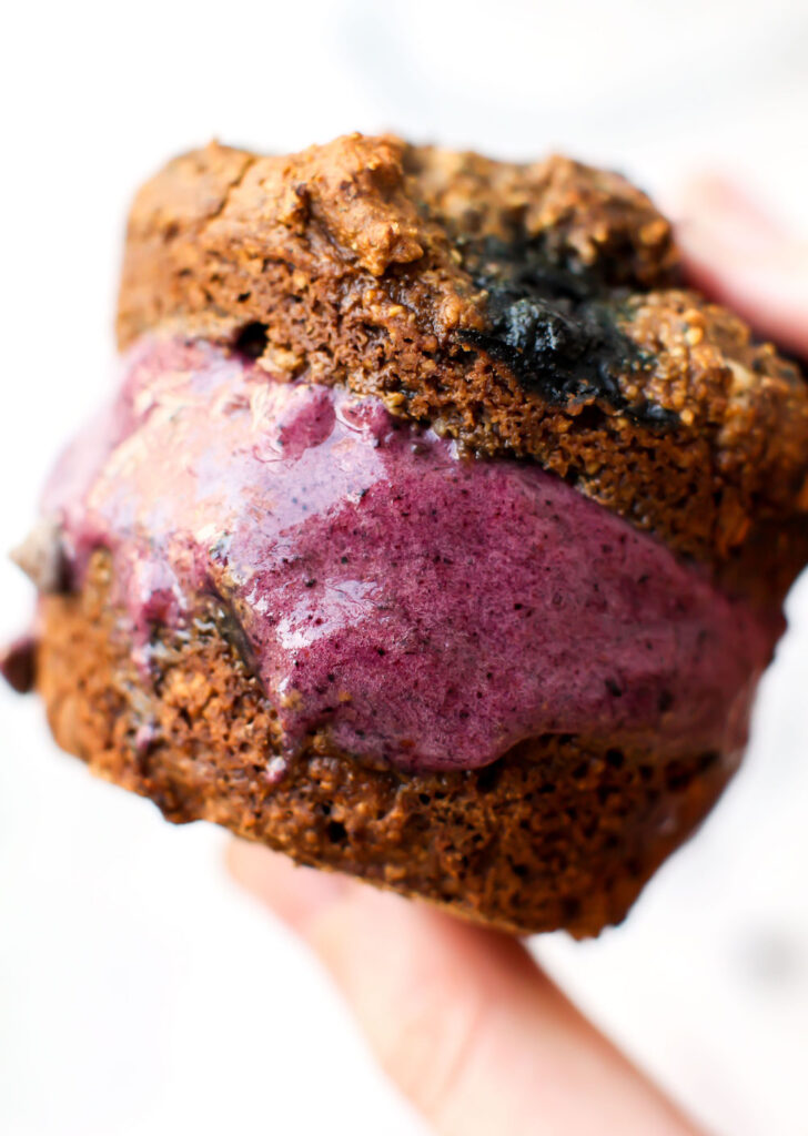 Chocolate Blueberry Muffin Ice Cream Sandwiches | Vegan & GF
