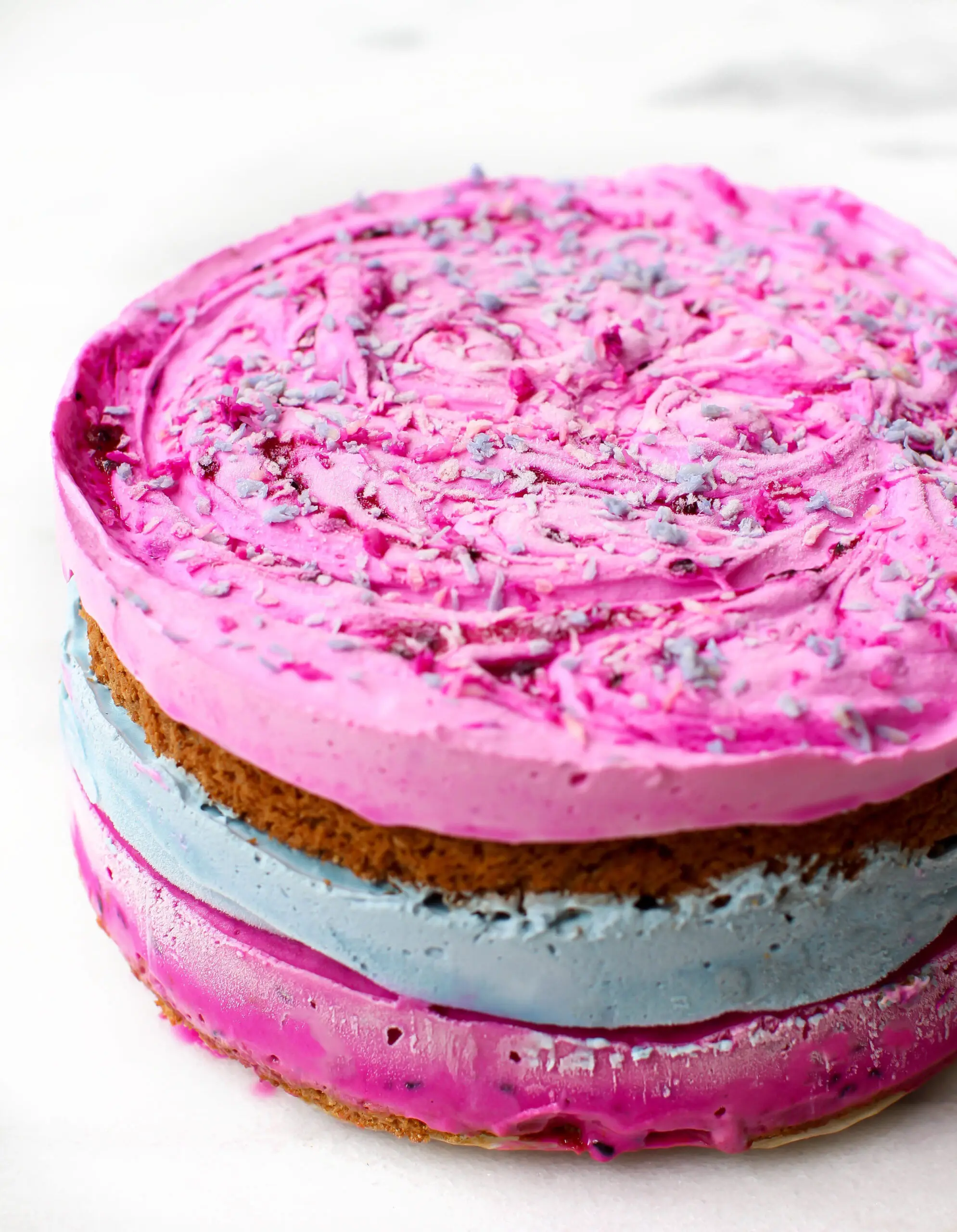 Cotton Candy Cake made with Vegan Ice Cream and Naturally Colored