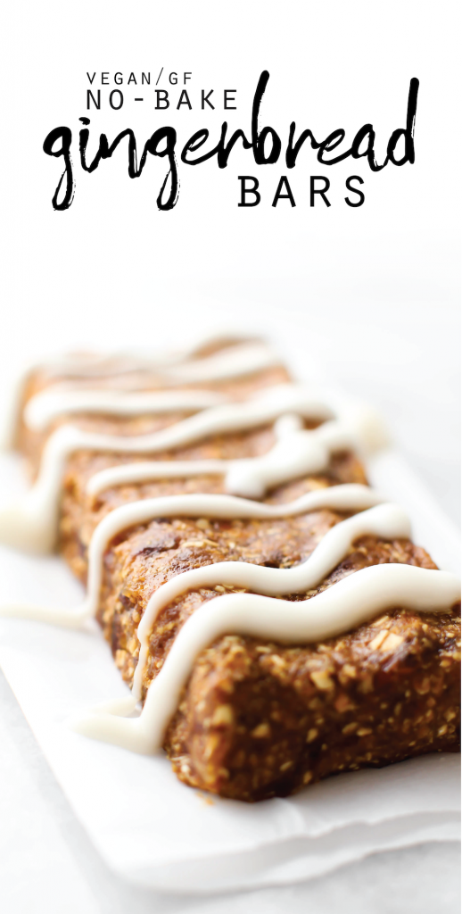 Vegan NoBake Gingerbread Bars with Coconut Butter Glaze