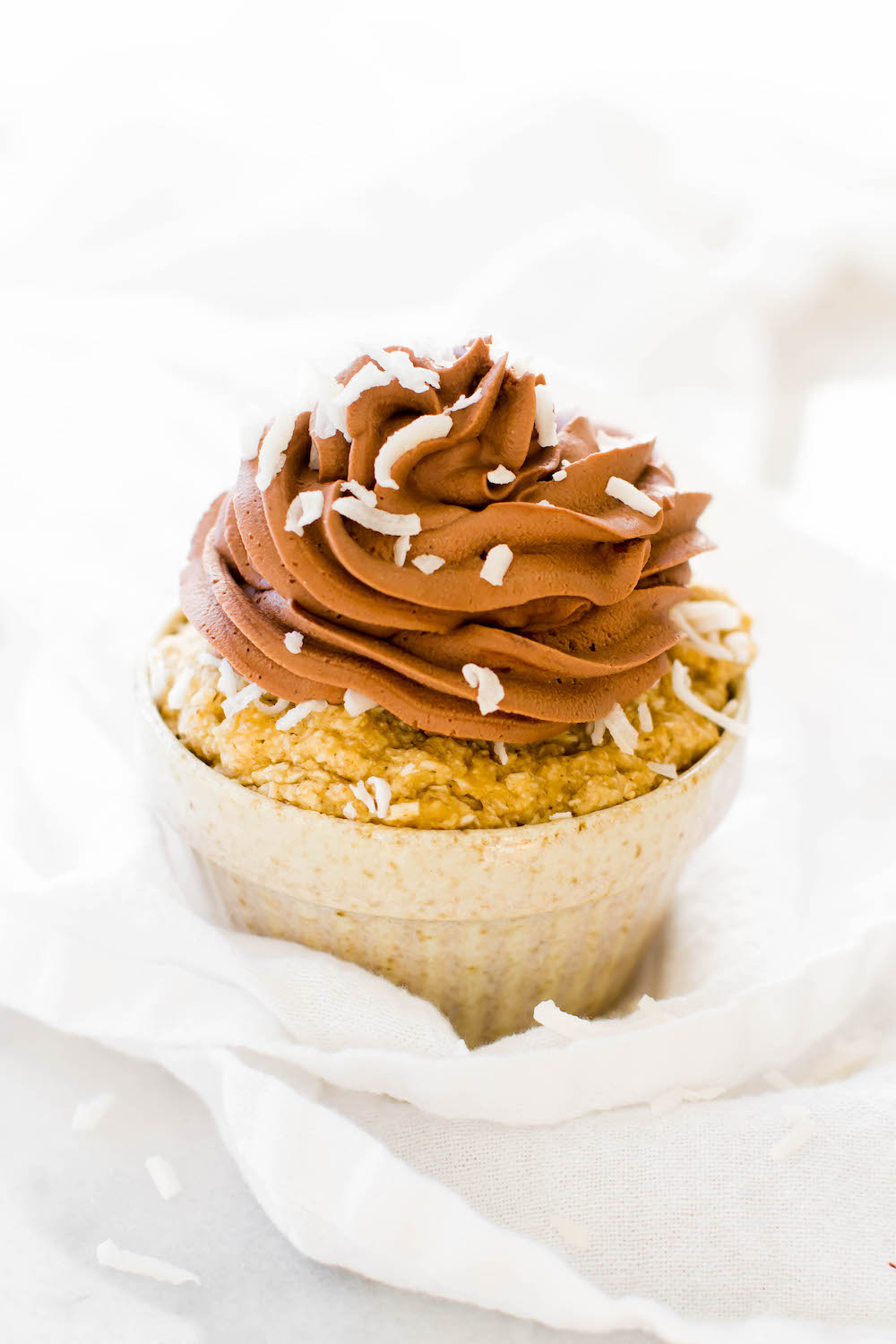 Banana Coconut Cupcake with Whipped Chocolate Frosting