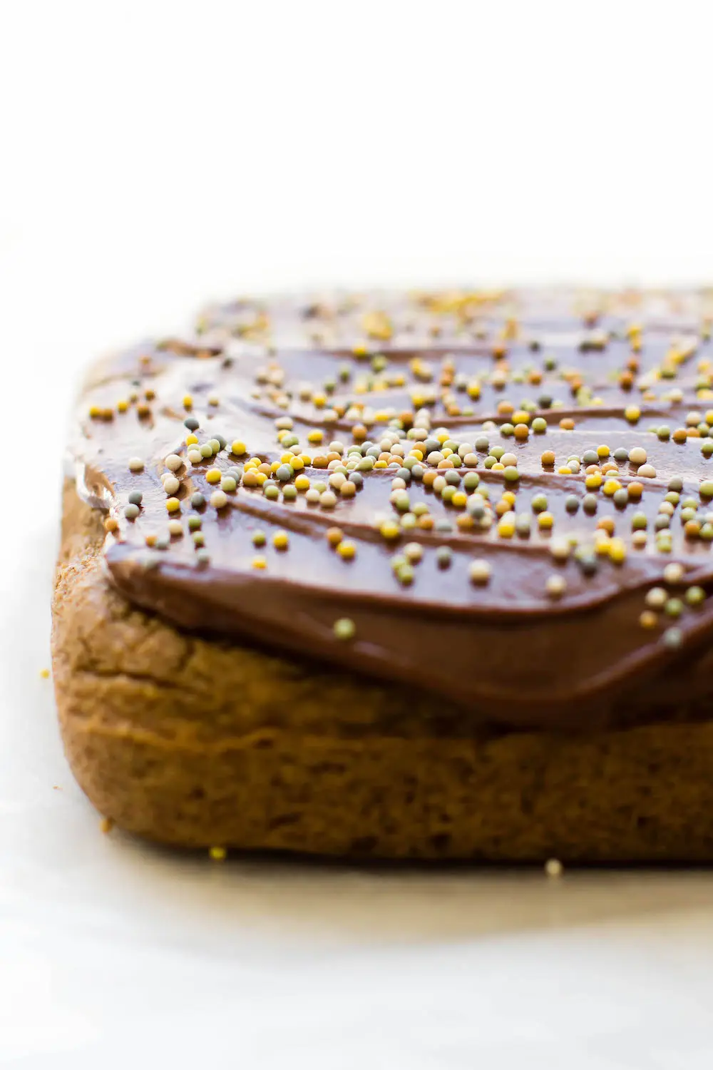 Heathy Vanilla Cake with Chocolate Fudge Frosting