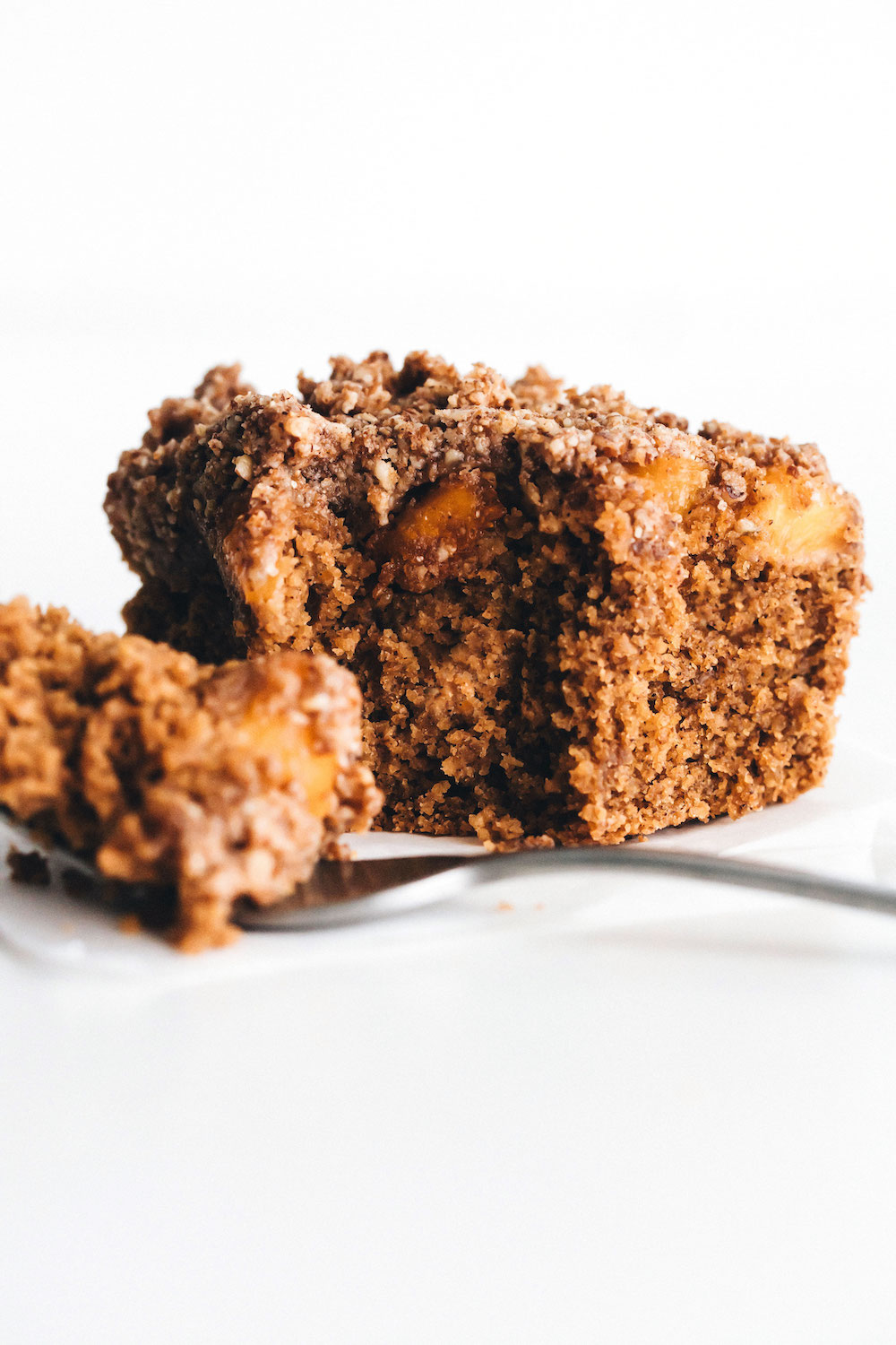 California Cling Peach Coffee Cake (vegan + glutenfree) Feasting on