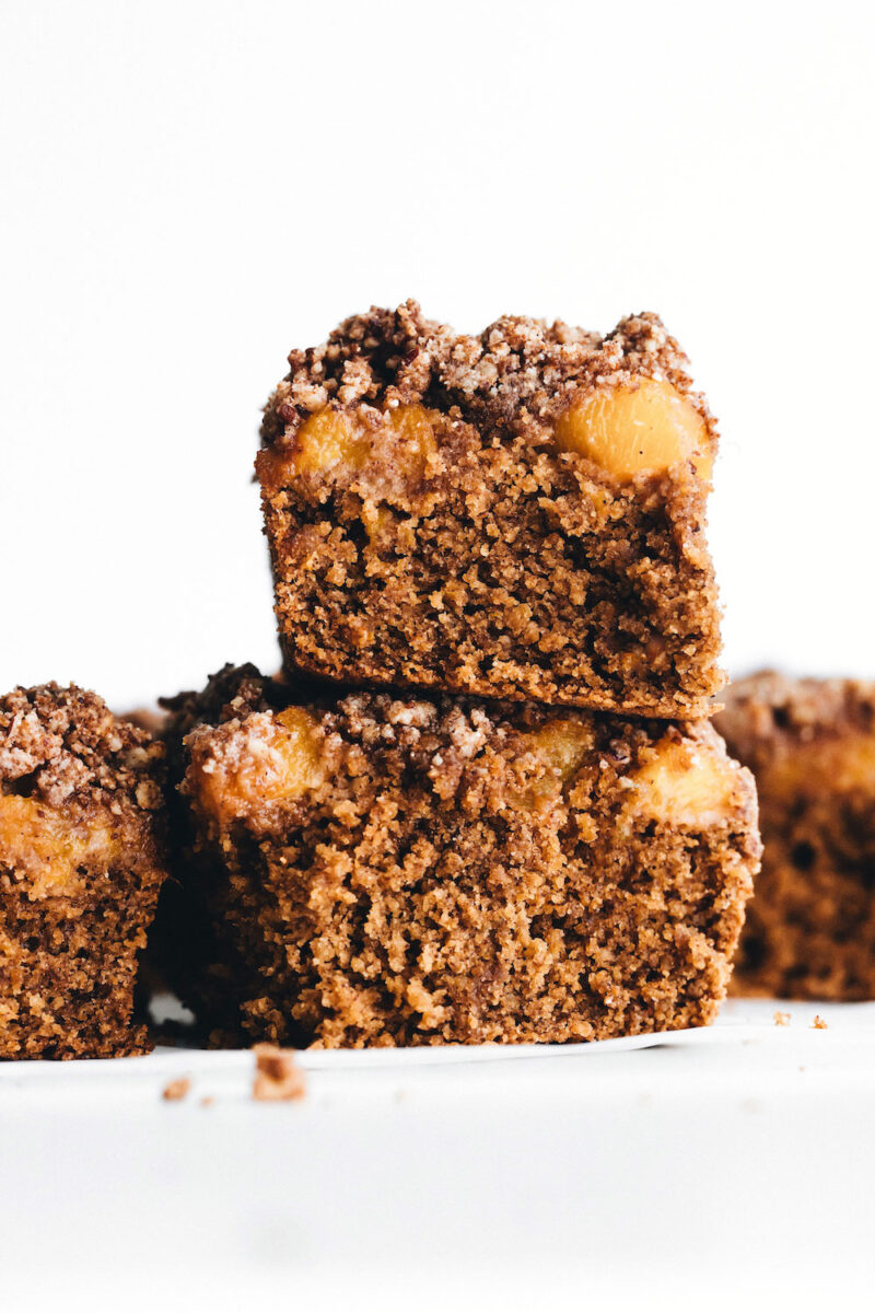 California Cling Peach Coffee Cake (vegan + glutenfree) Feasting on