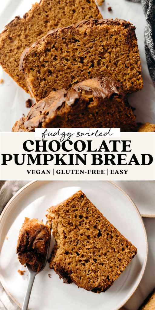 Chocolate Swirl Pumpkin Bread (vegan + gluten-free)