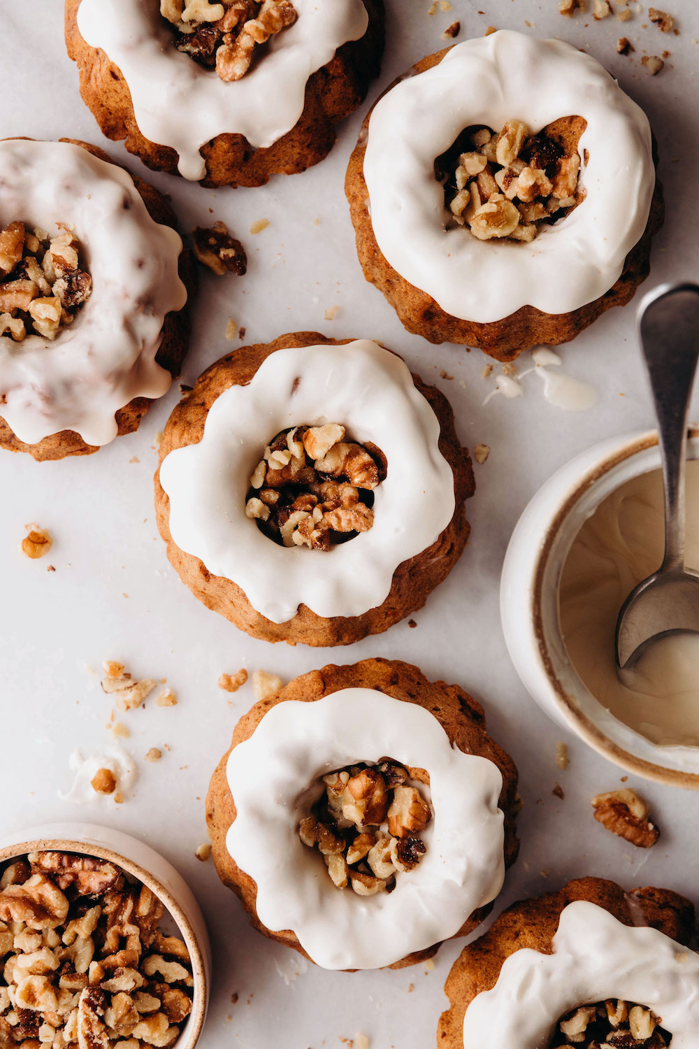 Mini Bundt Cakes with Bananas and Walnuts (Healthy, No Oil!)