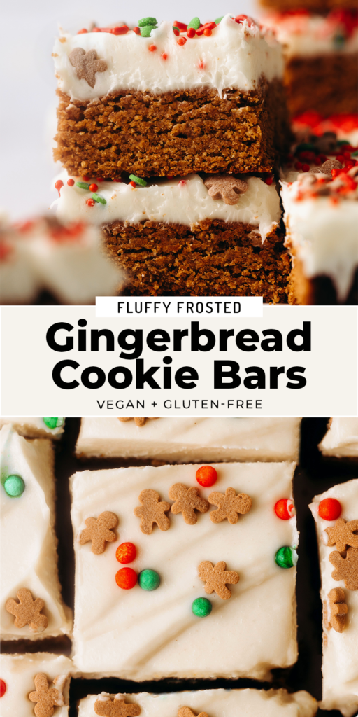 Frosted Gingerbread Cookie Bars (vegan + gluten-free)