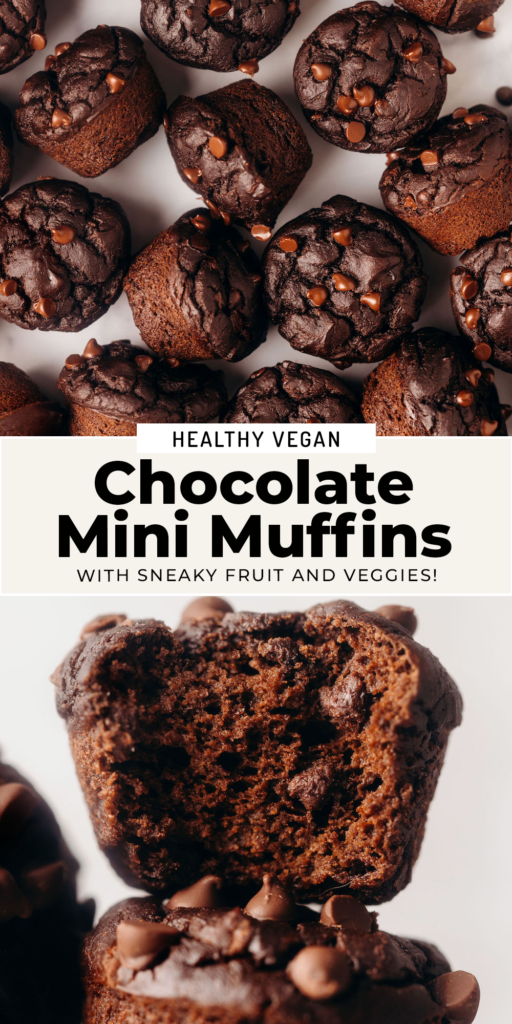 Healthy Chocolate Mini Muffins (with fruit and veggies!)
