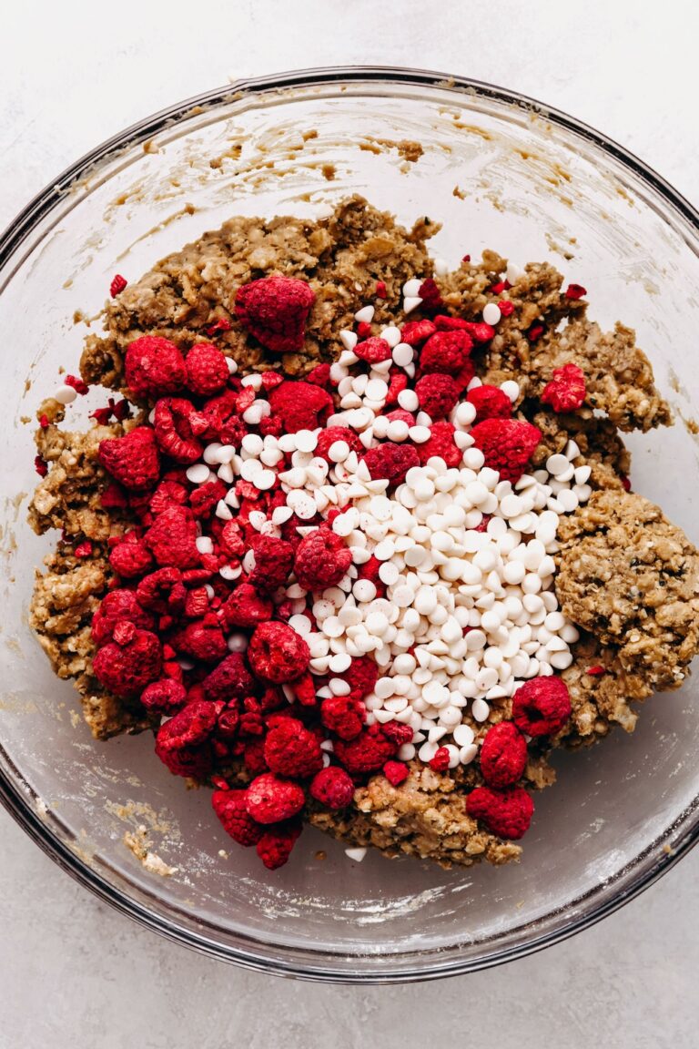 Cheery Raspberry Rice Crispy Bar White Chocolate Raspberry Crispy Protein Bars | Feasting on Fruit